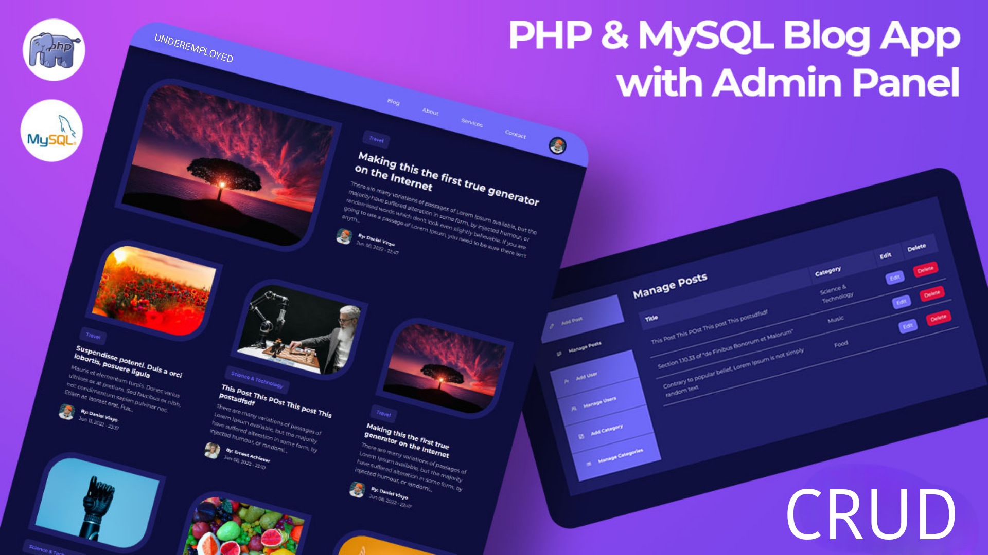 CRUD PHP MySQL Blog Website with Admin Panel